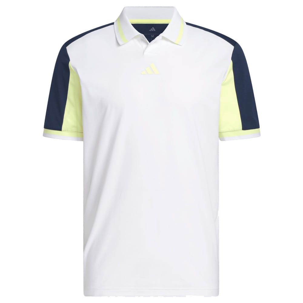 adidas Beyond The Course Vent Twistknit Polo Shirt - White/Frozen Lemon