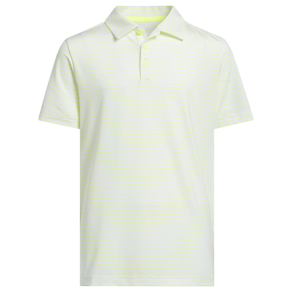 adidas Youth Climacool Striped Polo Shirt - Solar Lemon/White