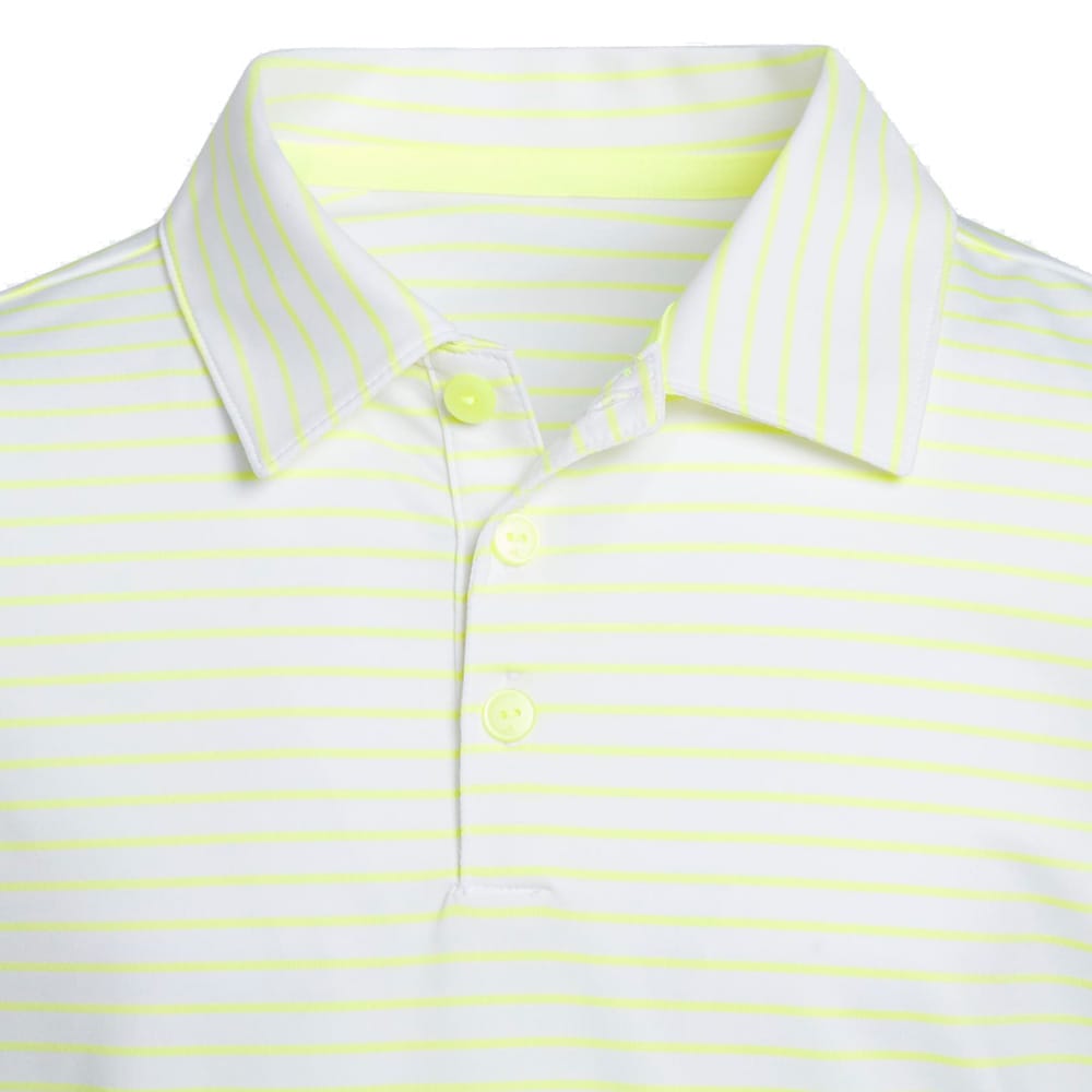 adidas Youth Climacool Striped Polo Shirt - Solar Lemon/White