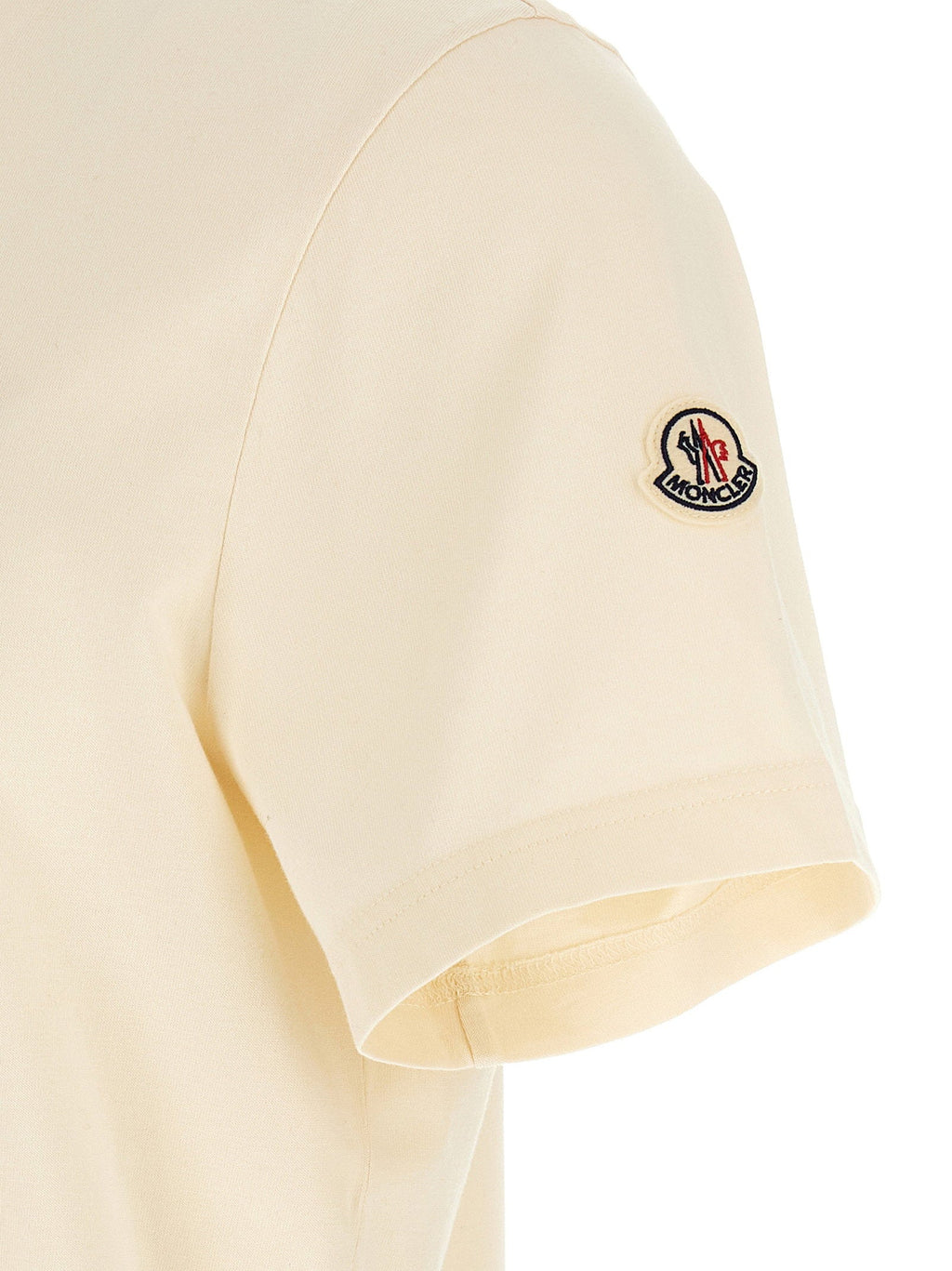 Moncler Logo-Embroidered Cotton T-Shirt — Ivory