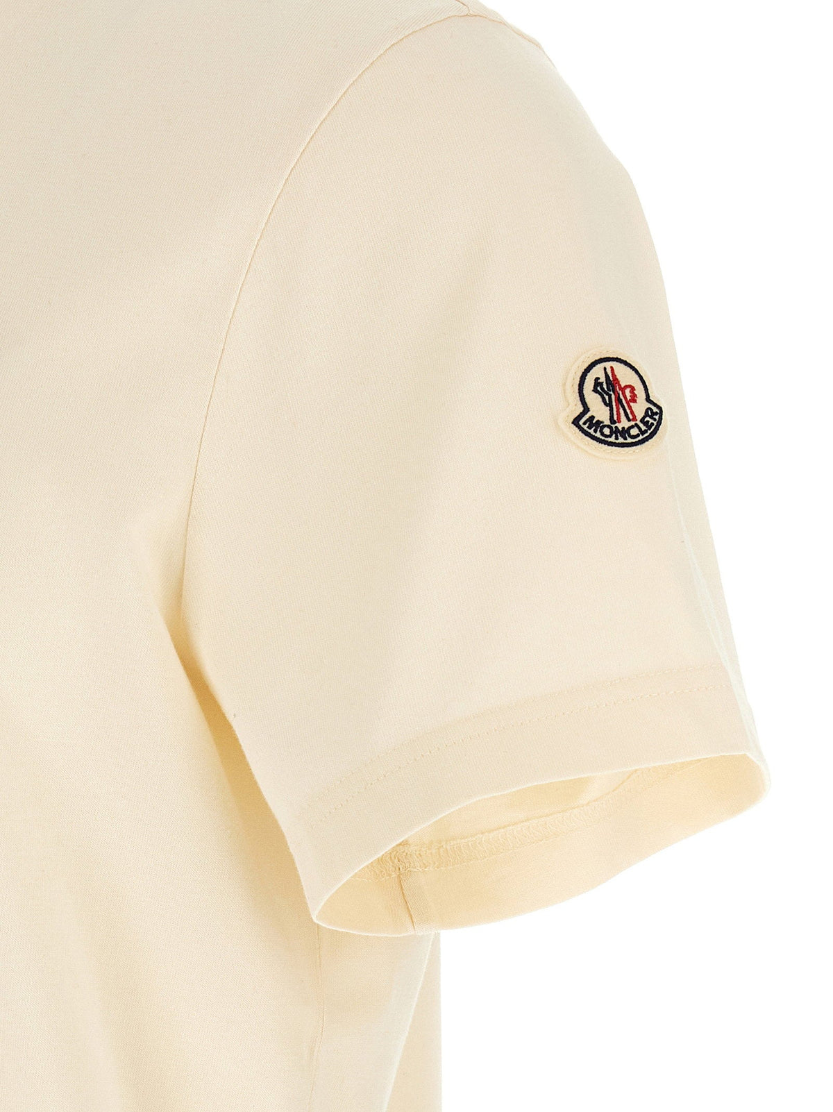 Moncler Logo-Embroidered Cotton T-Shirt — Ivory