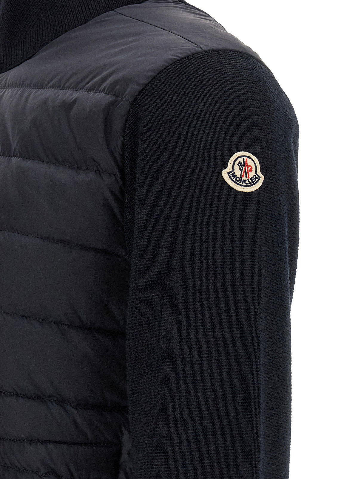 Moncler Quilted Hybrid Padded Cardigan — Black