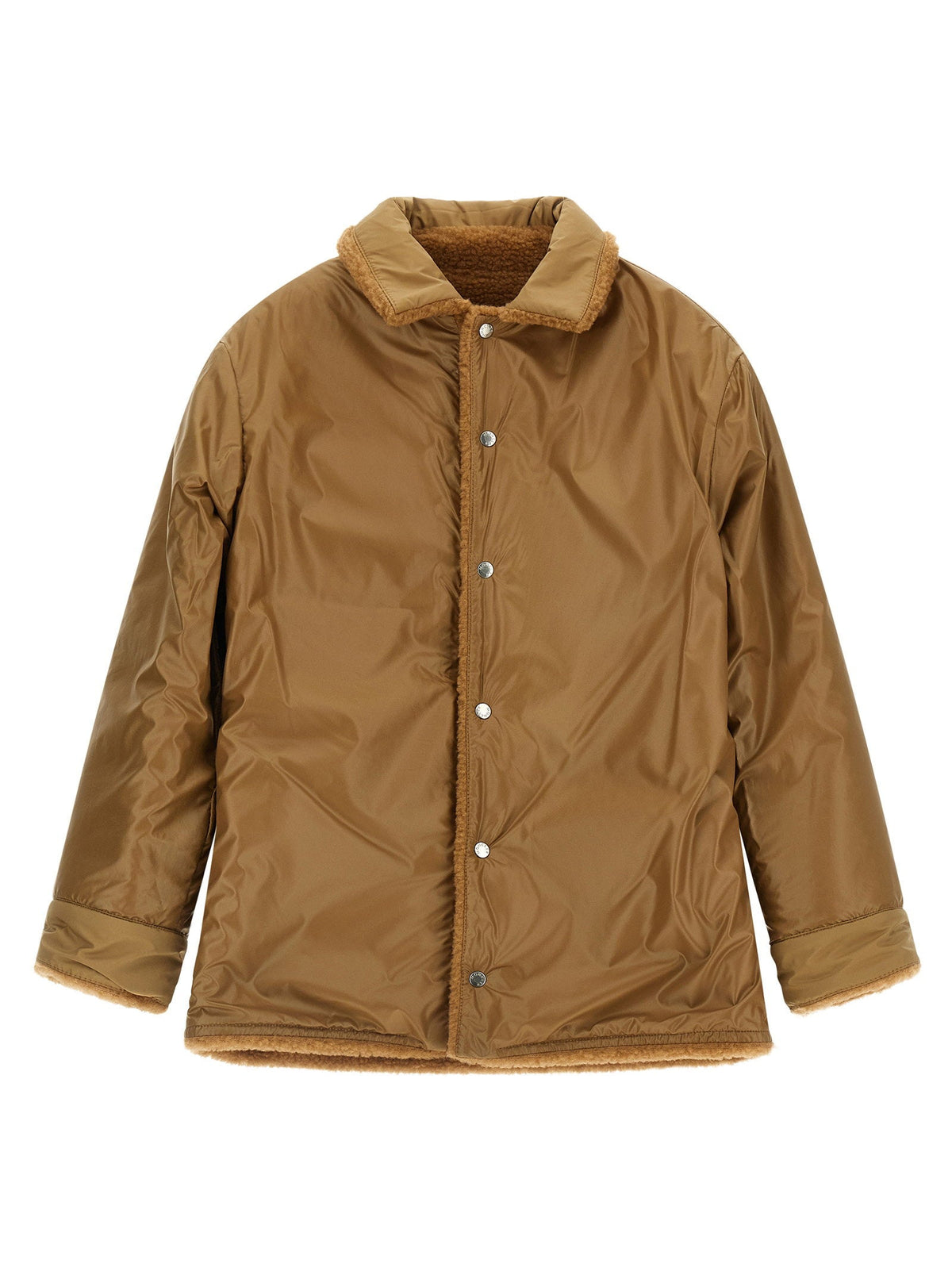 Moncler Enfant Teddy-Effect Fleece Shirt — Camel