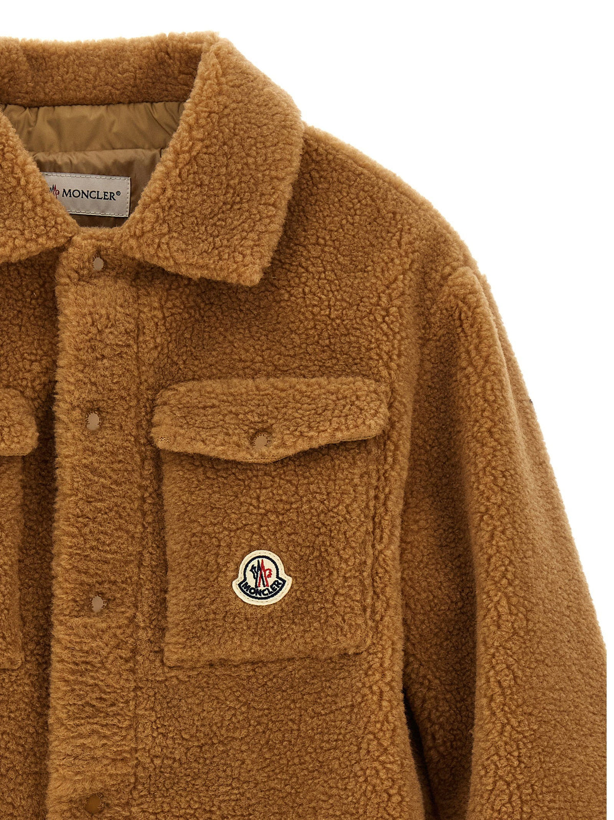 Moncler Enfant Teddy-Effect Fleece Shirt — Camel