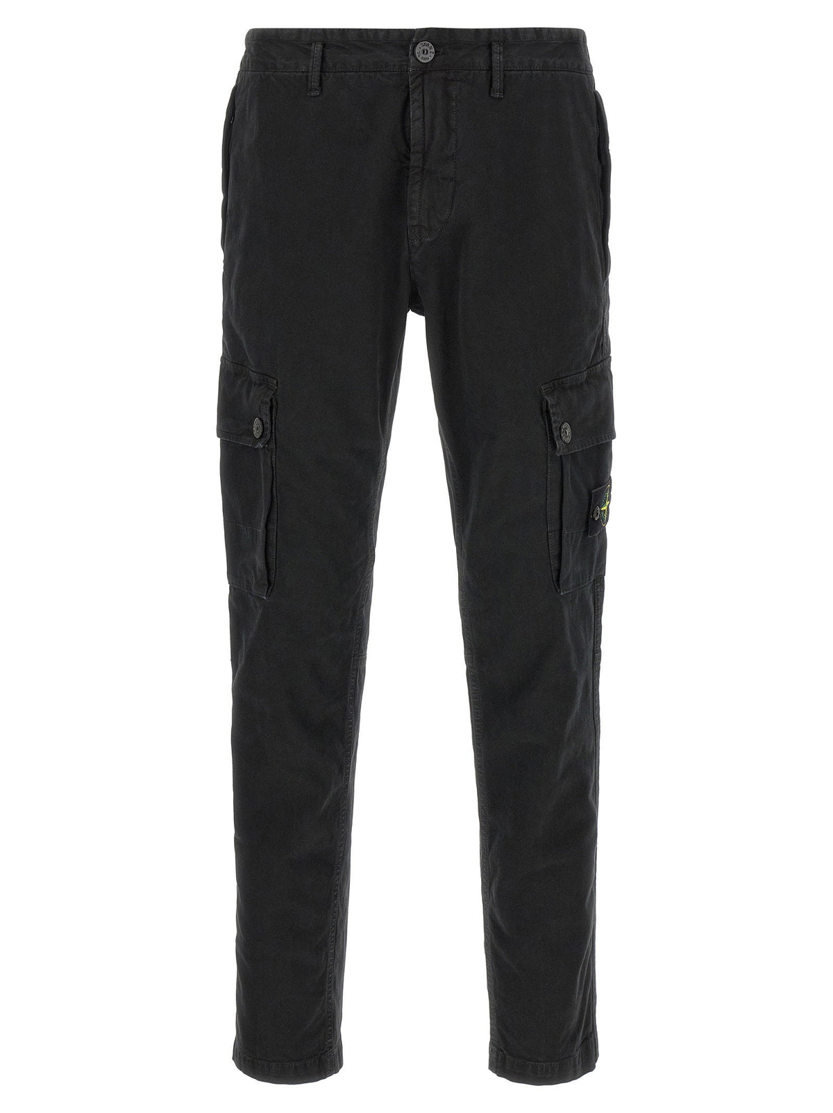 Stone Island Stretch Cotton Canvas Cargo Pants — Black