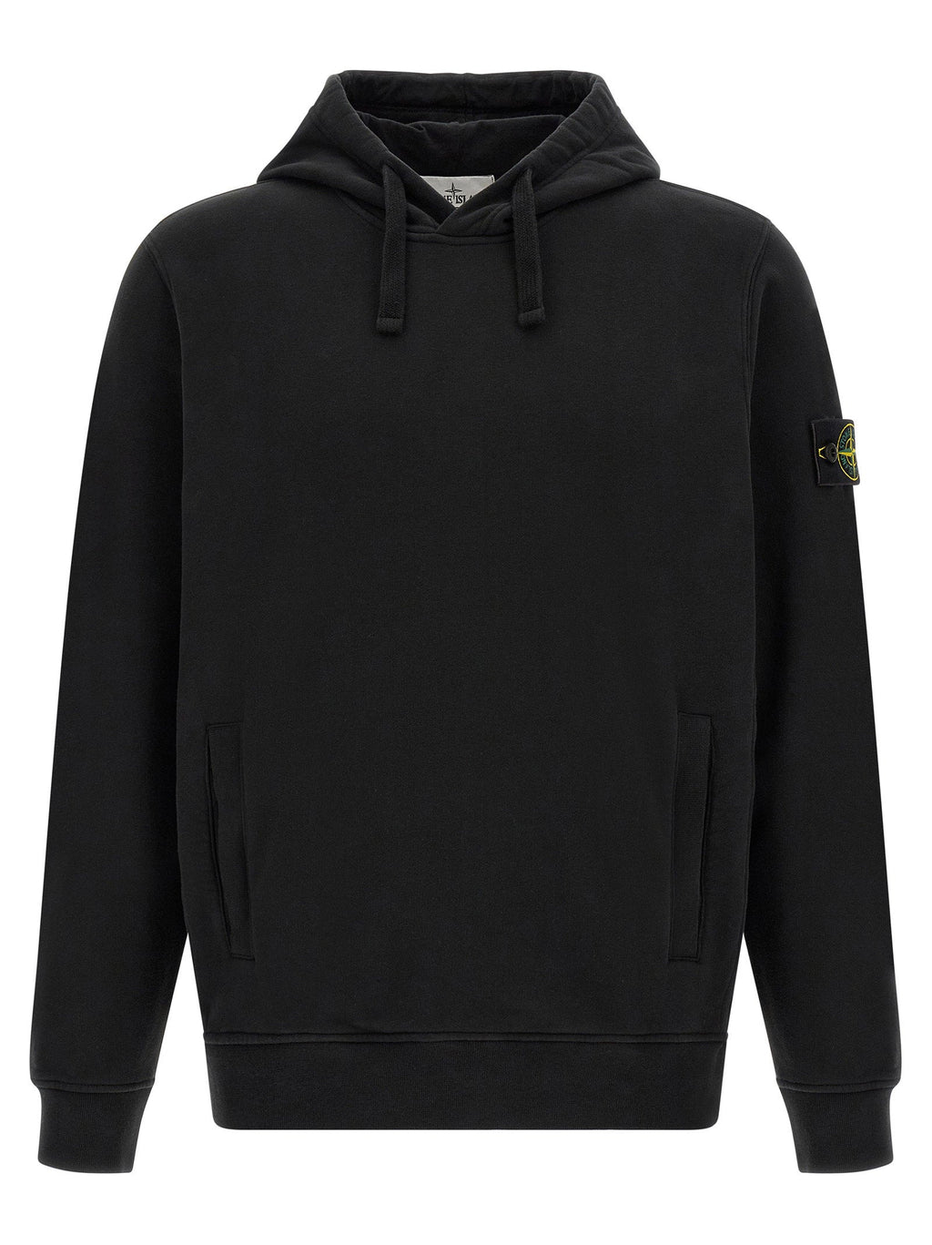Stone Island Cotton with Removable Logo Badge Hoodie — Black
