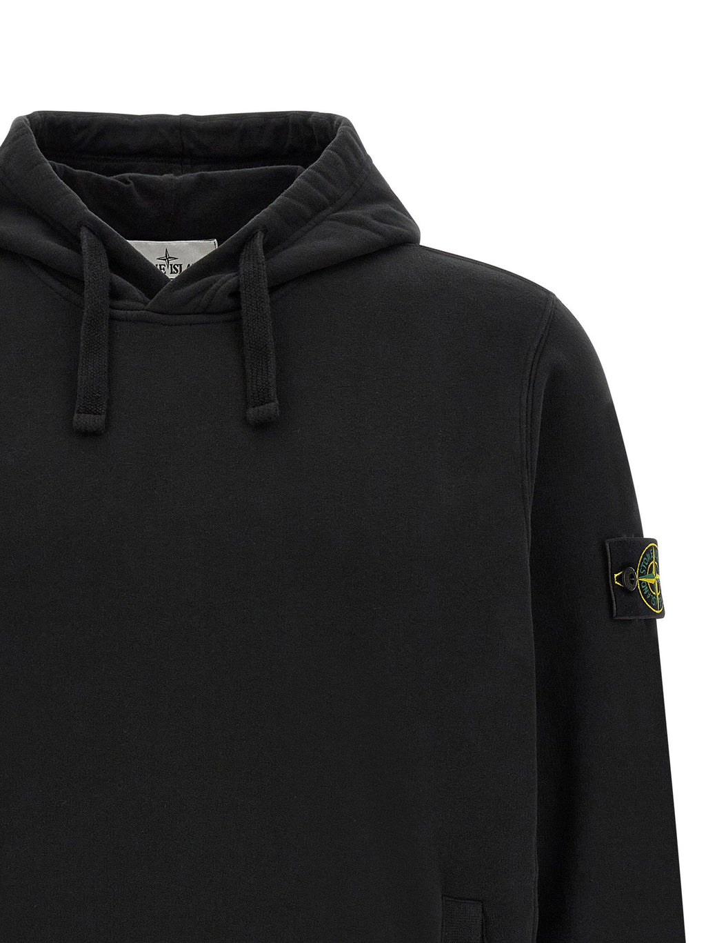 Stone Island Cotton with Removable Logo Badge Hoodie — Black