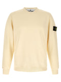 Stone Island Badge Logo Cotton Jersey Sweatshirt — Ivory