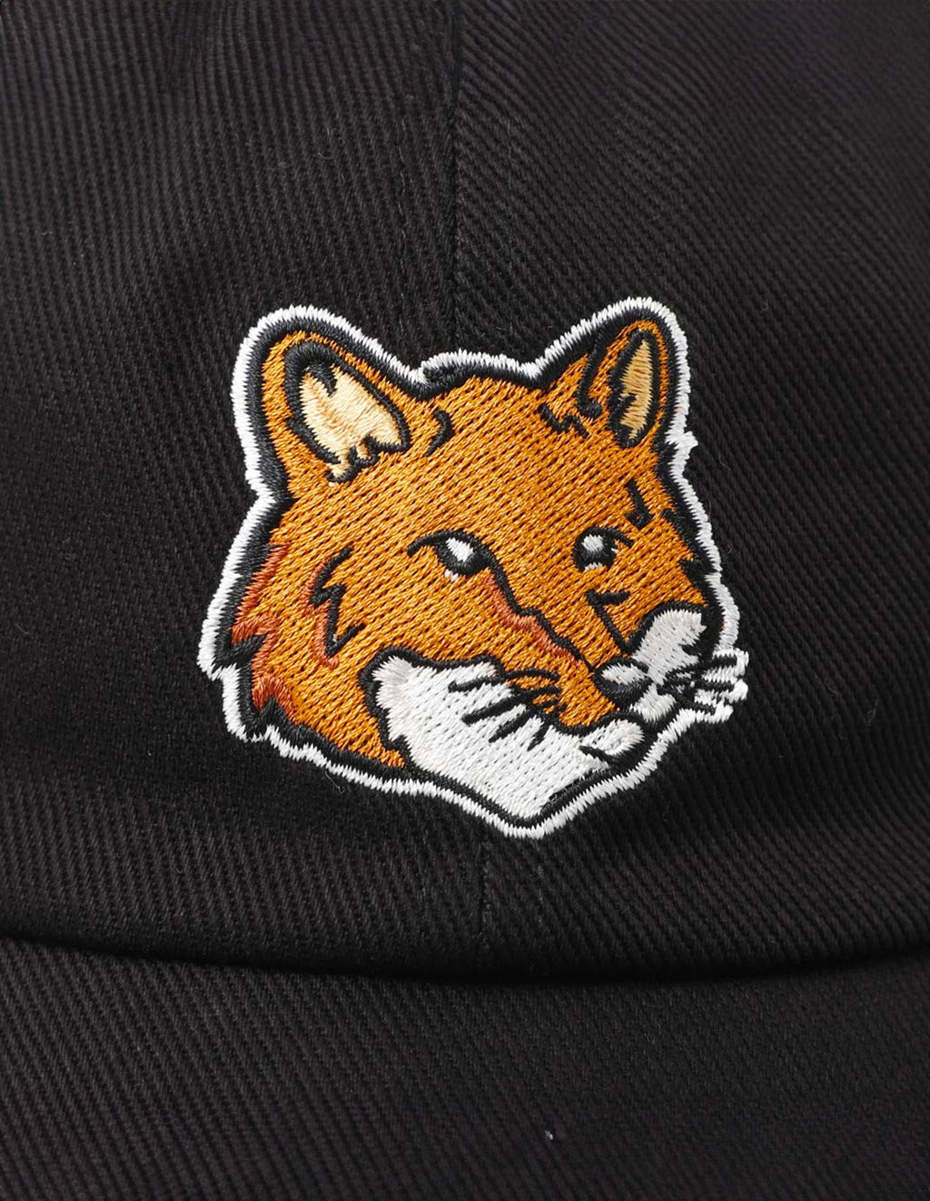 Large Fox Head Embroidery 6p Cap Black