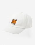 Large Fox Head Embroidery 6p Cap White