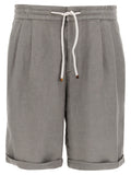 Brunello Cucinelli Garment-Dyed Linen Bermuda Shorts — Gray