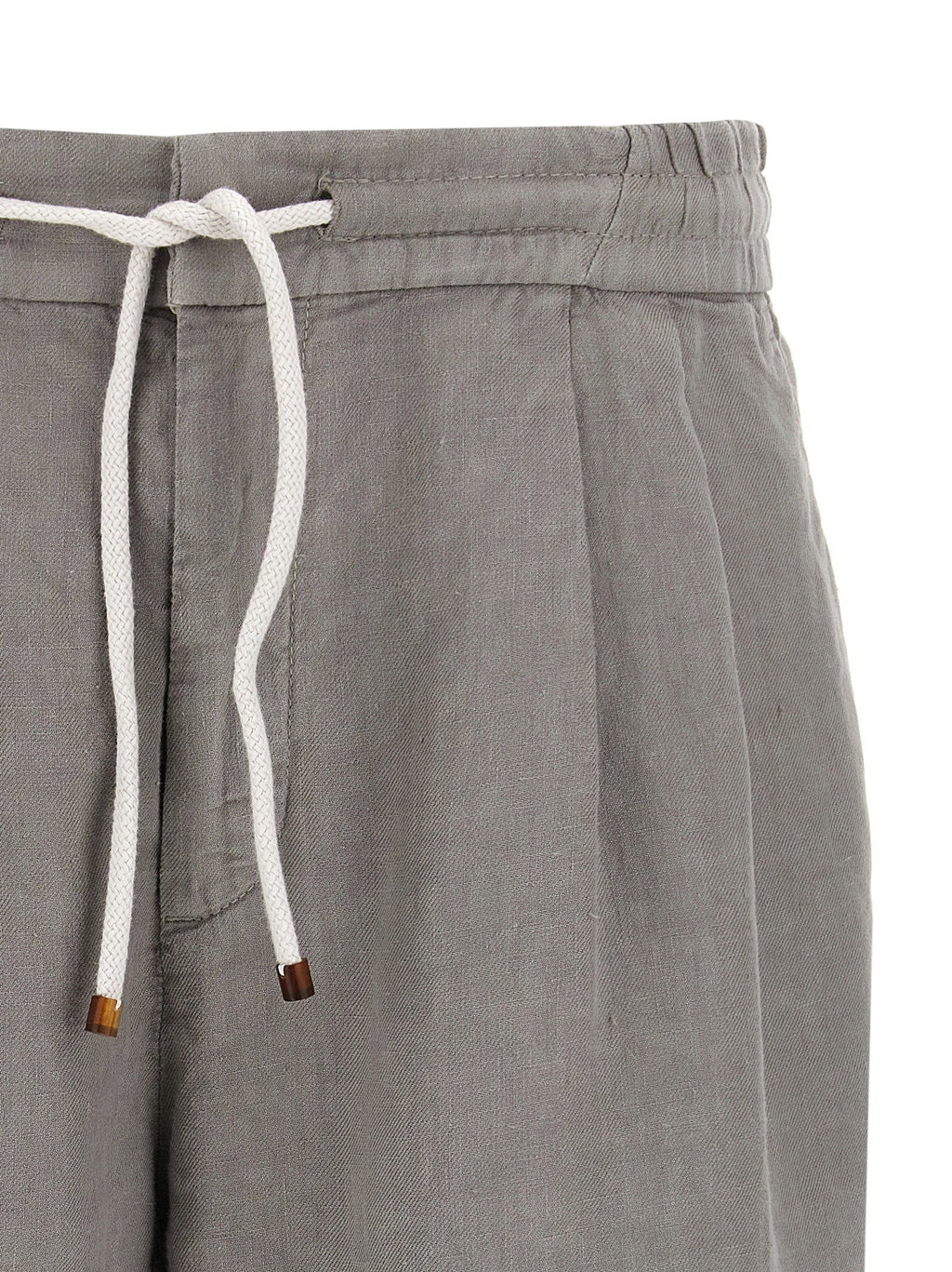 Brunello Cucinelli Garment-Dyed Linen Bermuda Shorts — Gray