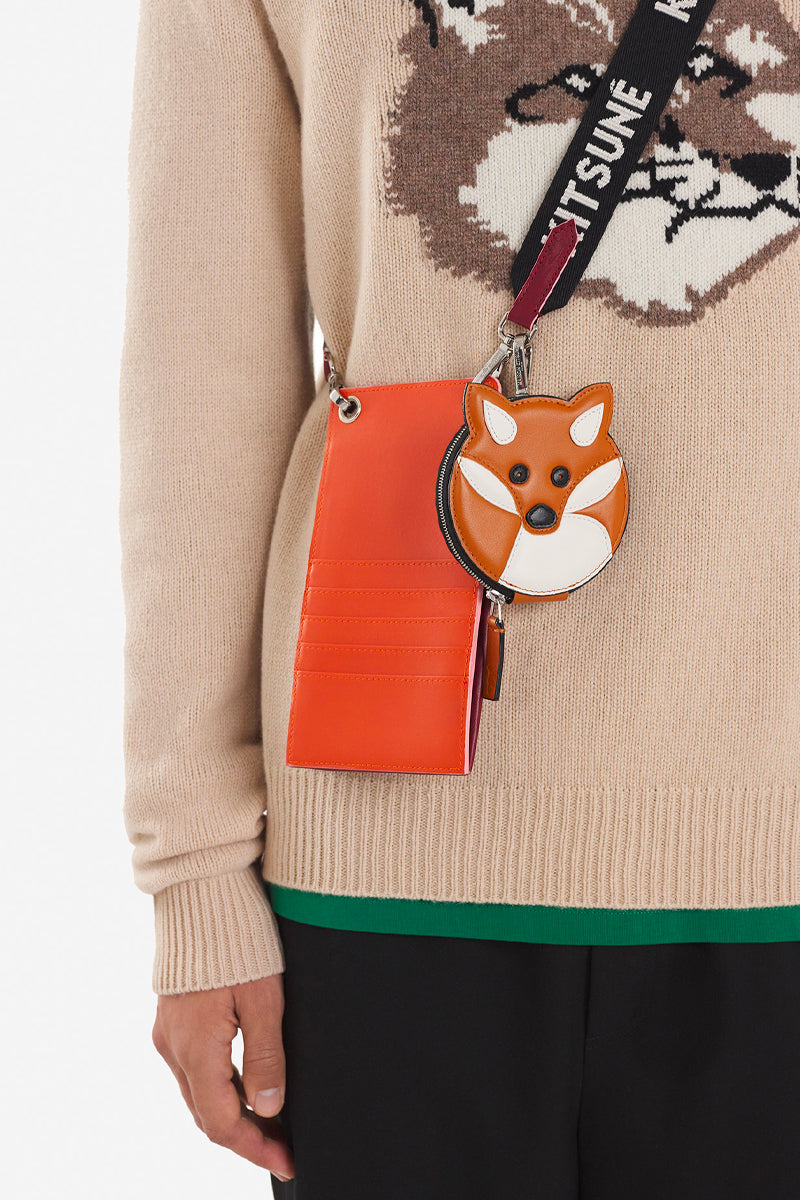 MAISON KITSUNE FOX HEAD COIN PURSE WITH HOOK FOX