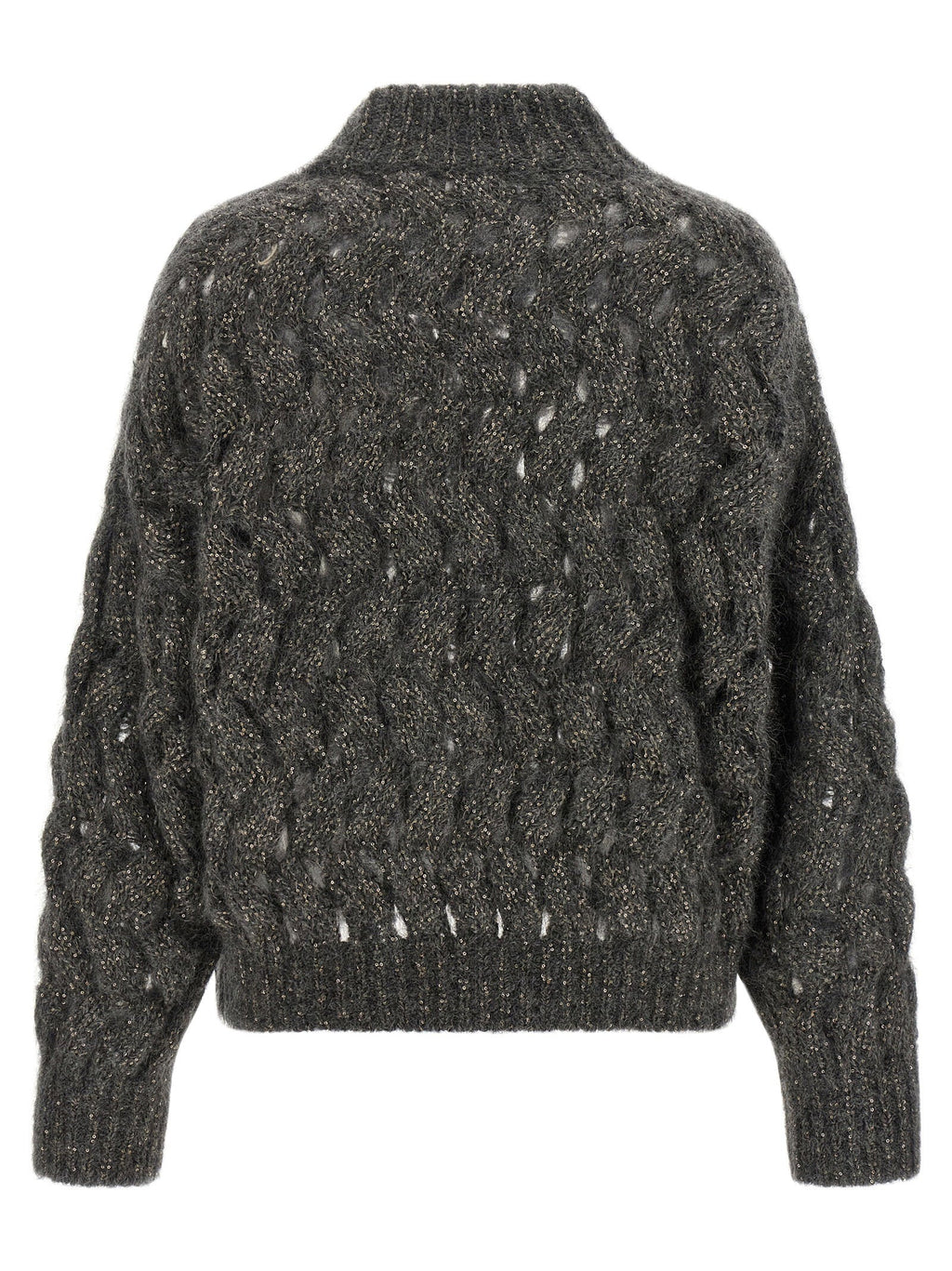 Brunello Cucinelli Dazzling Waves Sweater — charcoal
