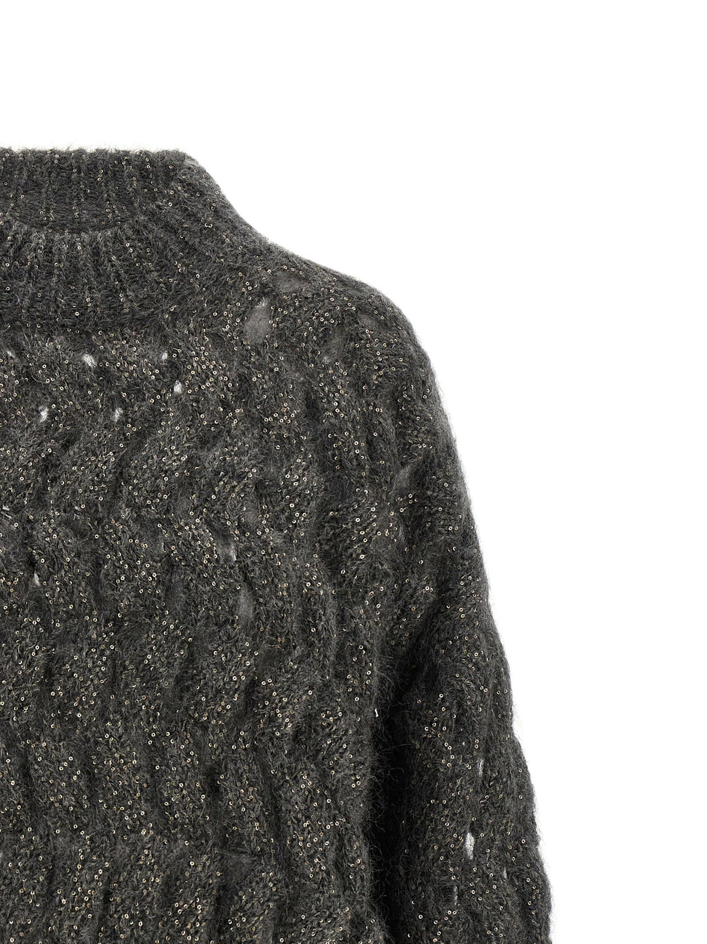 Brunello Cucinelli Dazzling Waves Sweater — charcoal
