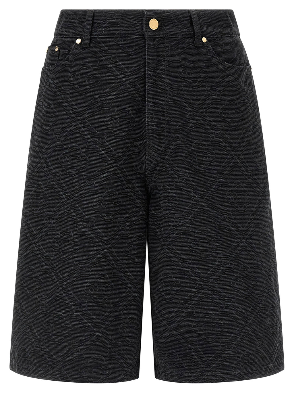 Casablanca Laser Monogram Denim Bermuda Shorts — Black