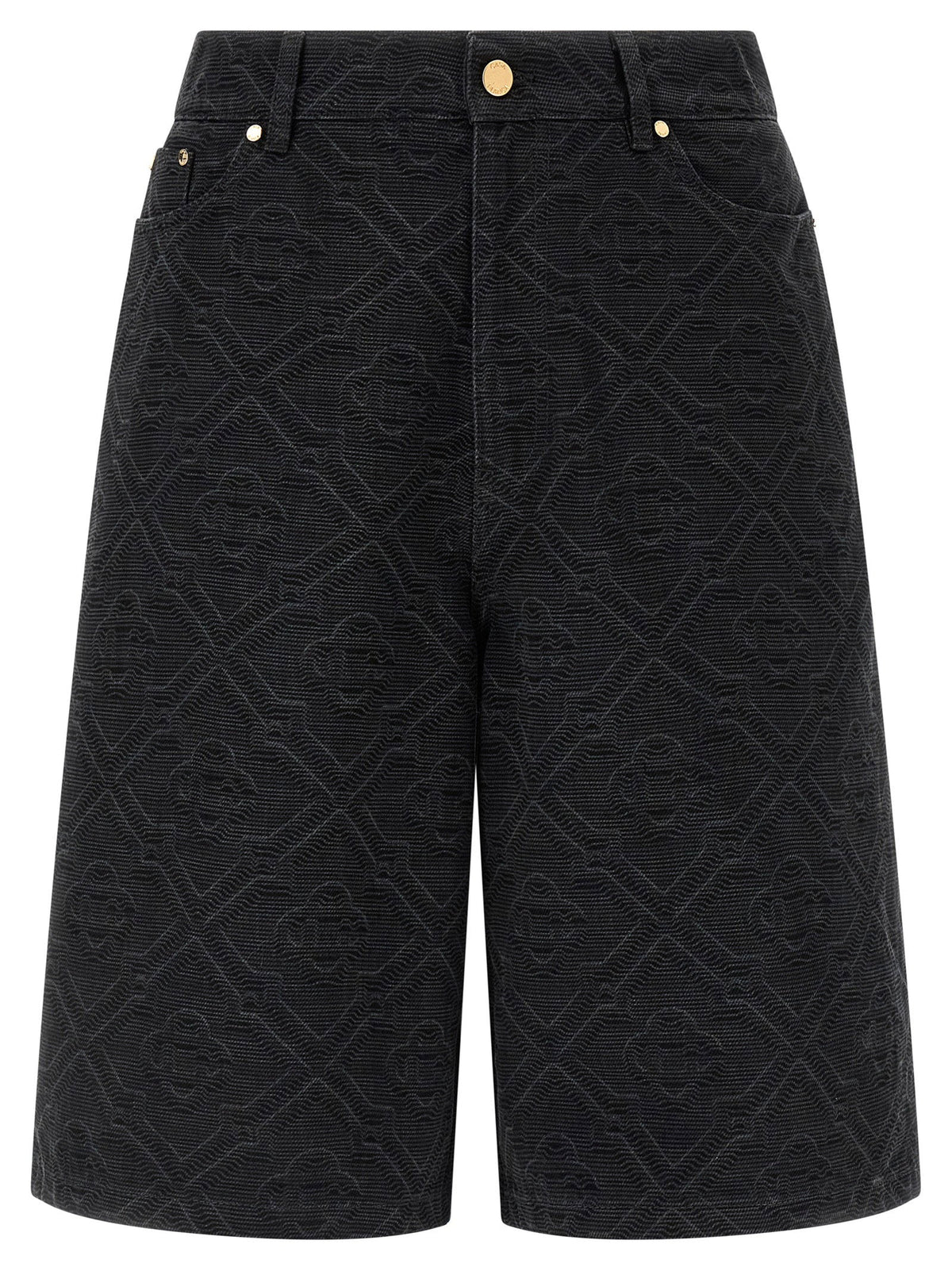 Casablanca Laser Monogram Denim Bermuda Shorts — Black