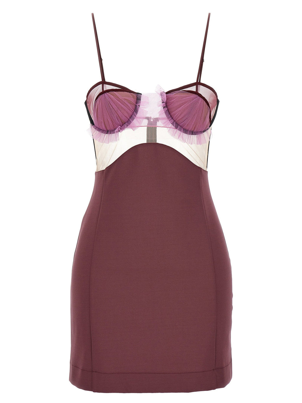 Nensi Dojaka Explosive Flower Bra Dress — Burgundy