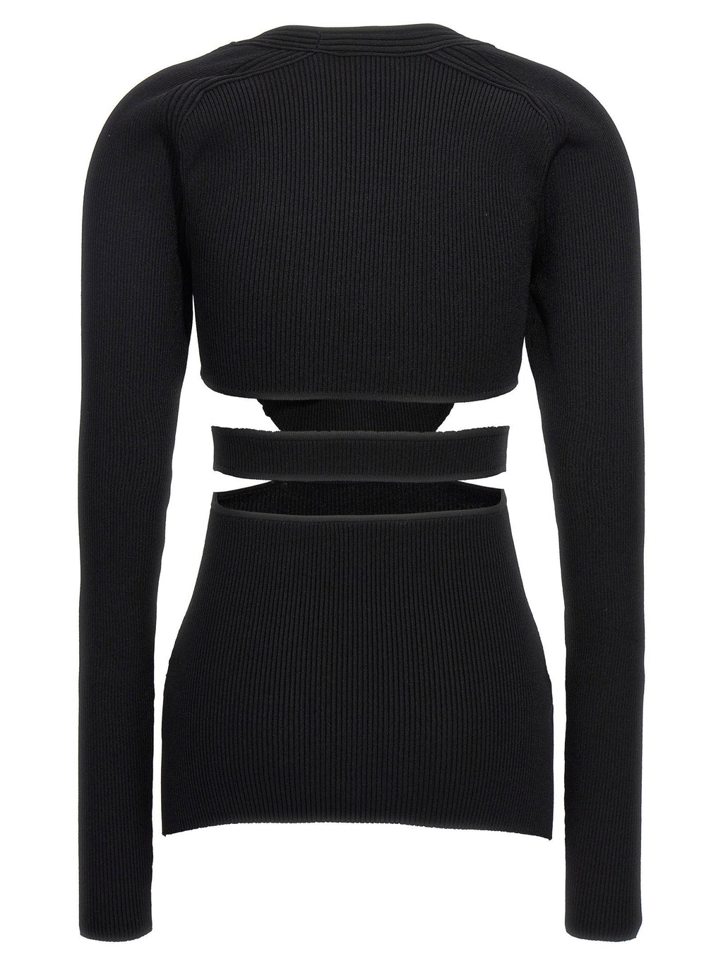Nensi Dojaka Cut-Out Ribbed Viscose Sweater — Black