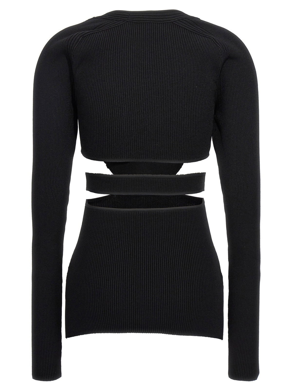 Nensi Dojaka Cut-Out Ribbed Viscose Sweater — Black