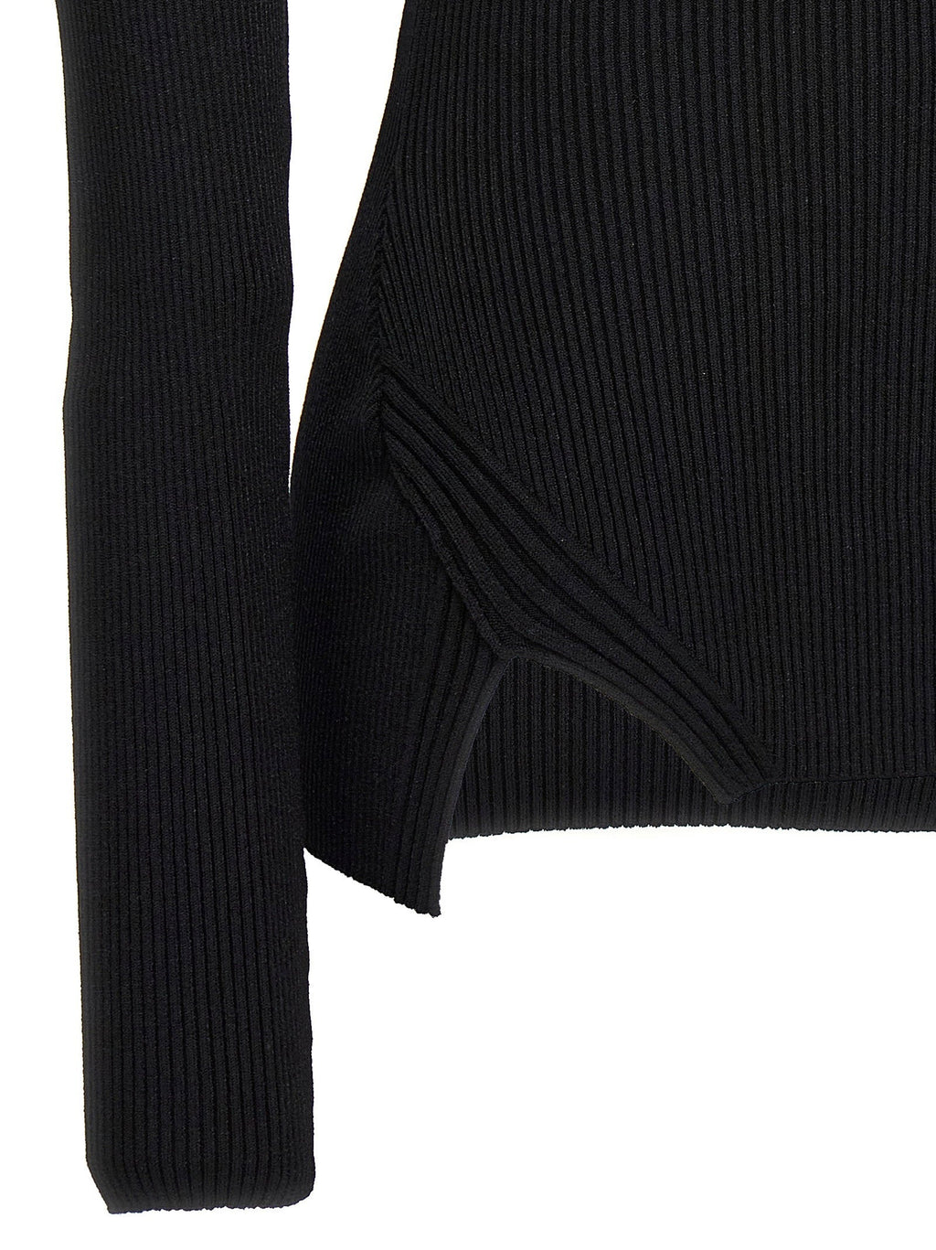 Nensi Dojaka Cut-Out Ribbed Viscose Sweater — Black