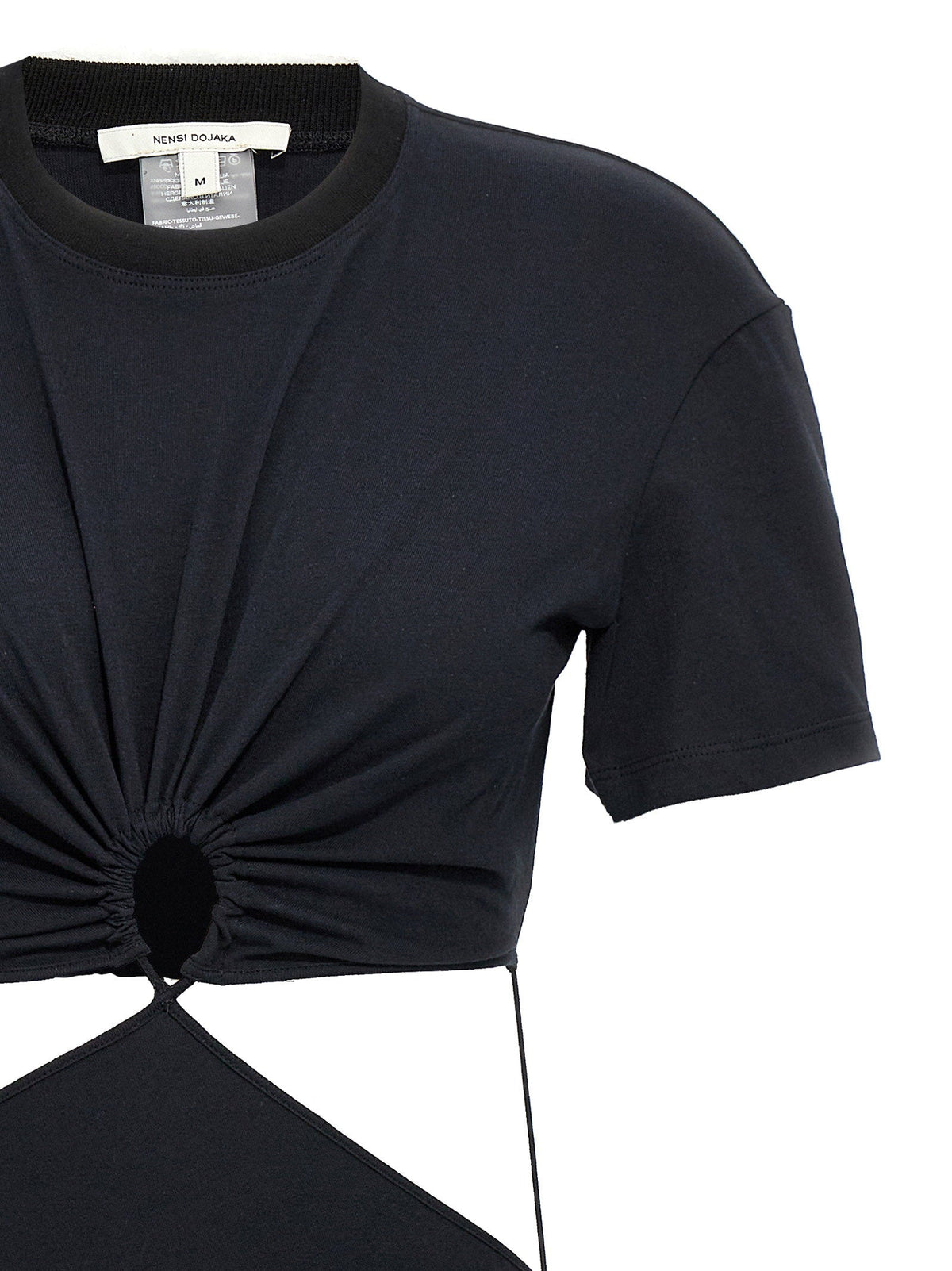 Nensi Dojaka Cut-Out Cotton Dress — Black