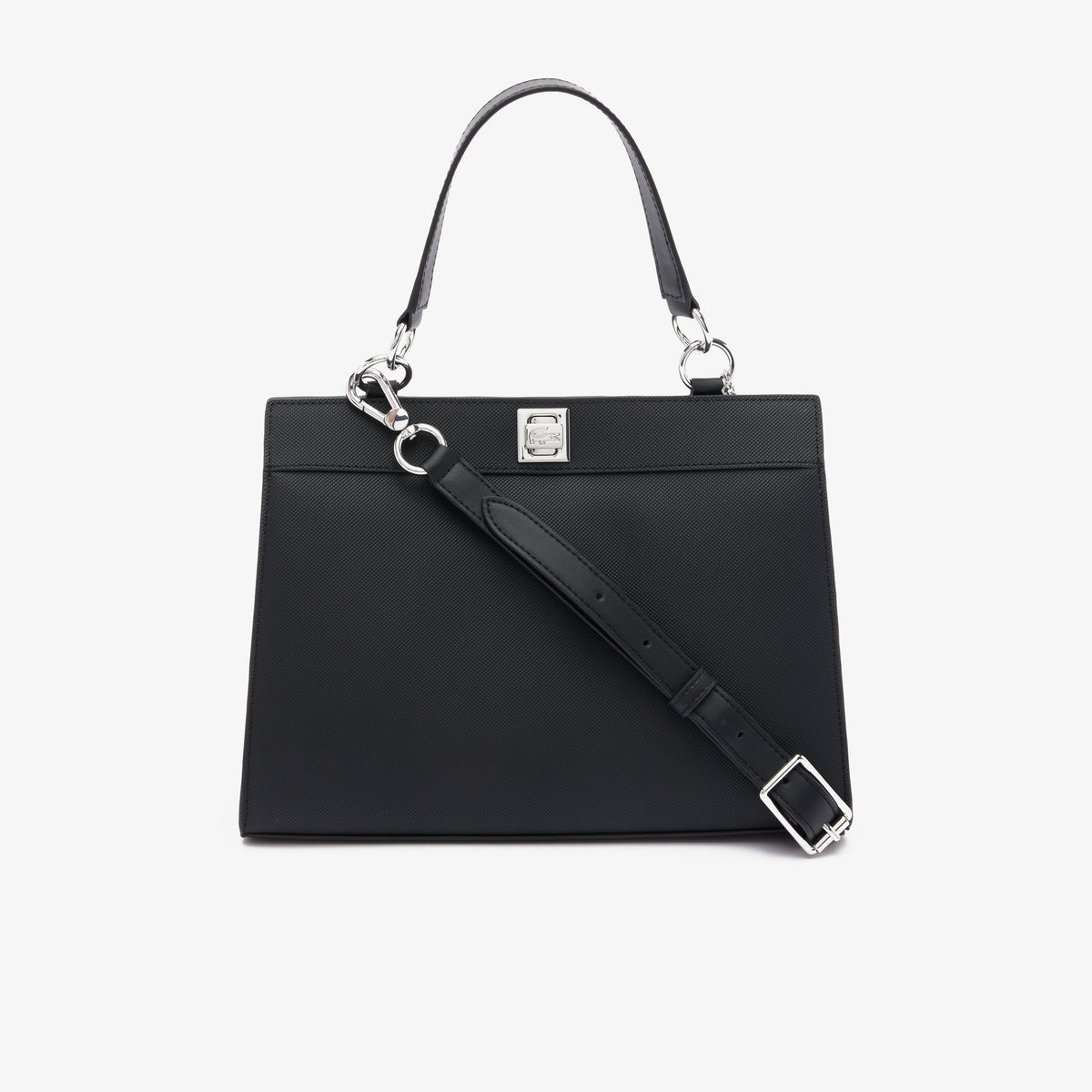Women's Piqué-Effect Canvas Purse Black