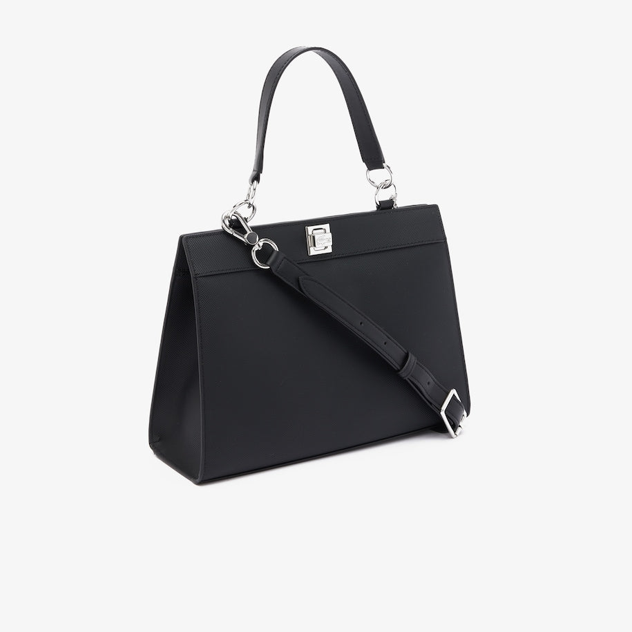 Women's Piqué-Effect Canvas Purse Black