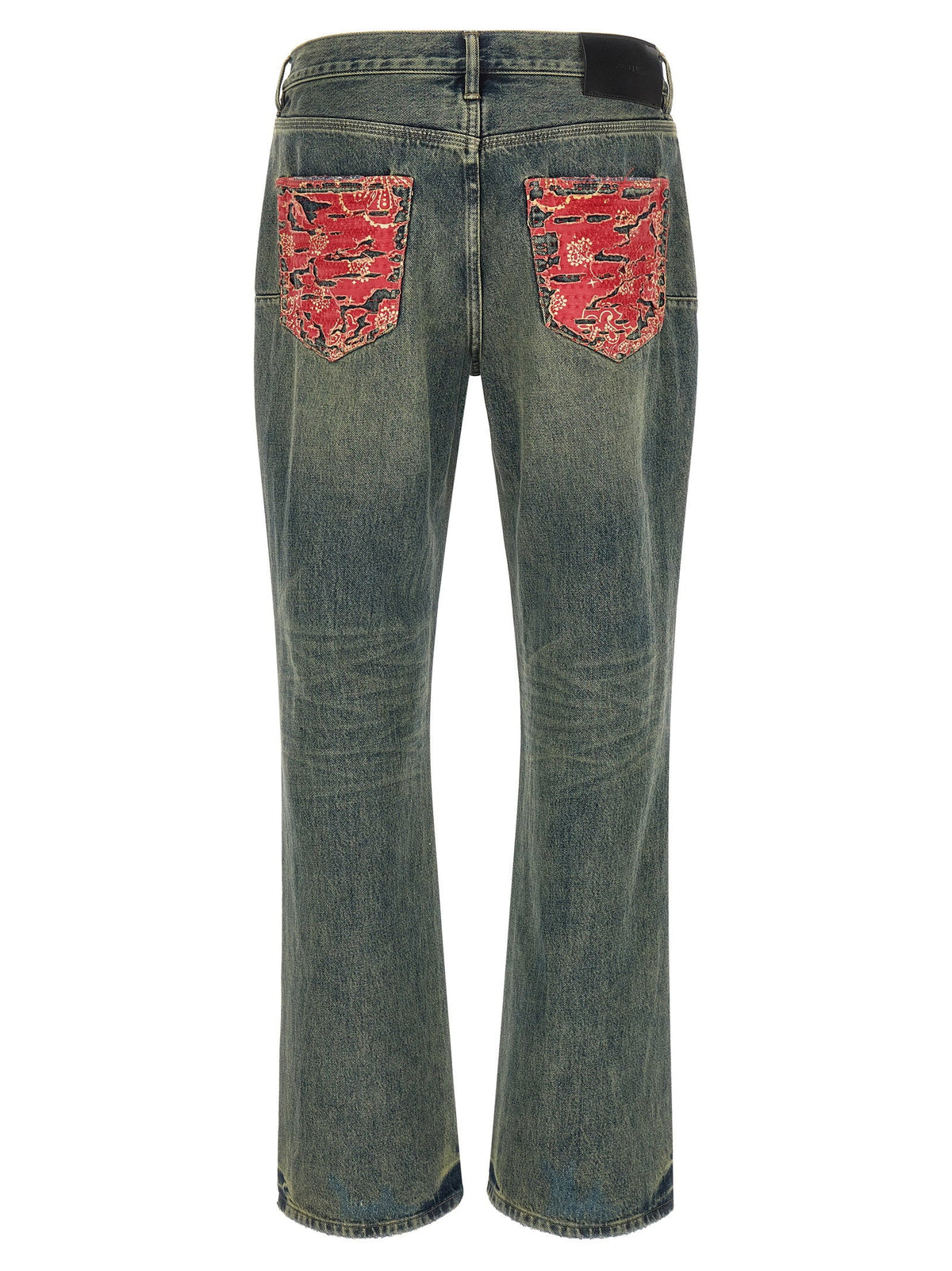 Purple Distressed Quilted-Insert Bootcut Jeans — Blue