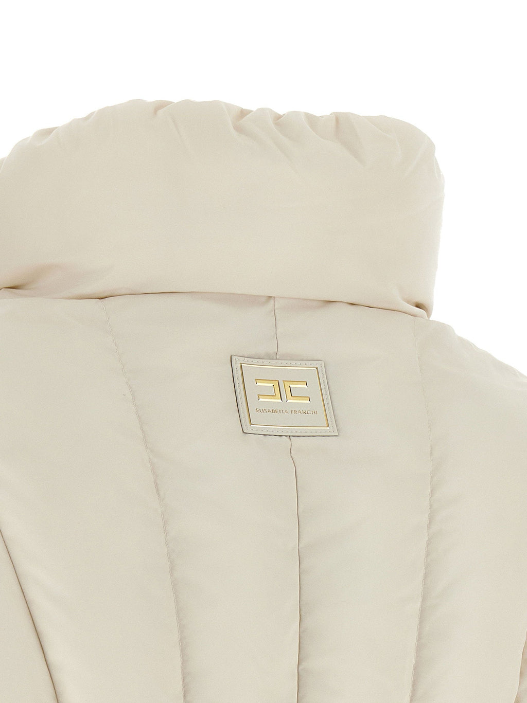 Elisabetta Franchi Quilted Down Down Jacket — Cream