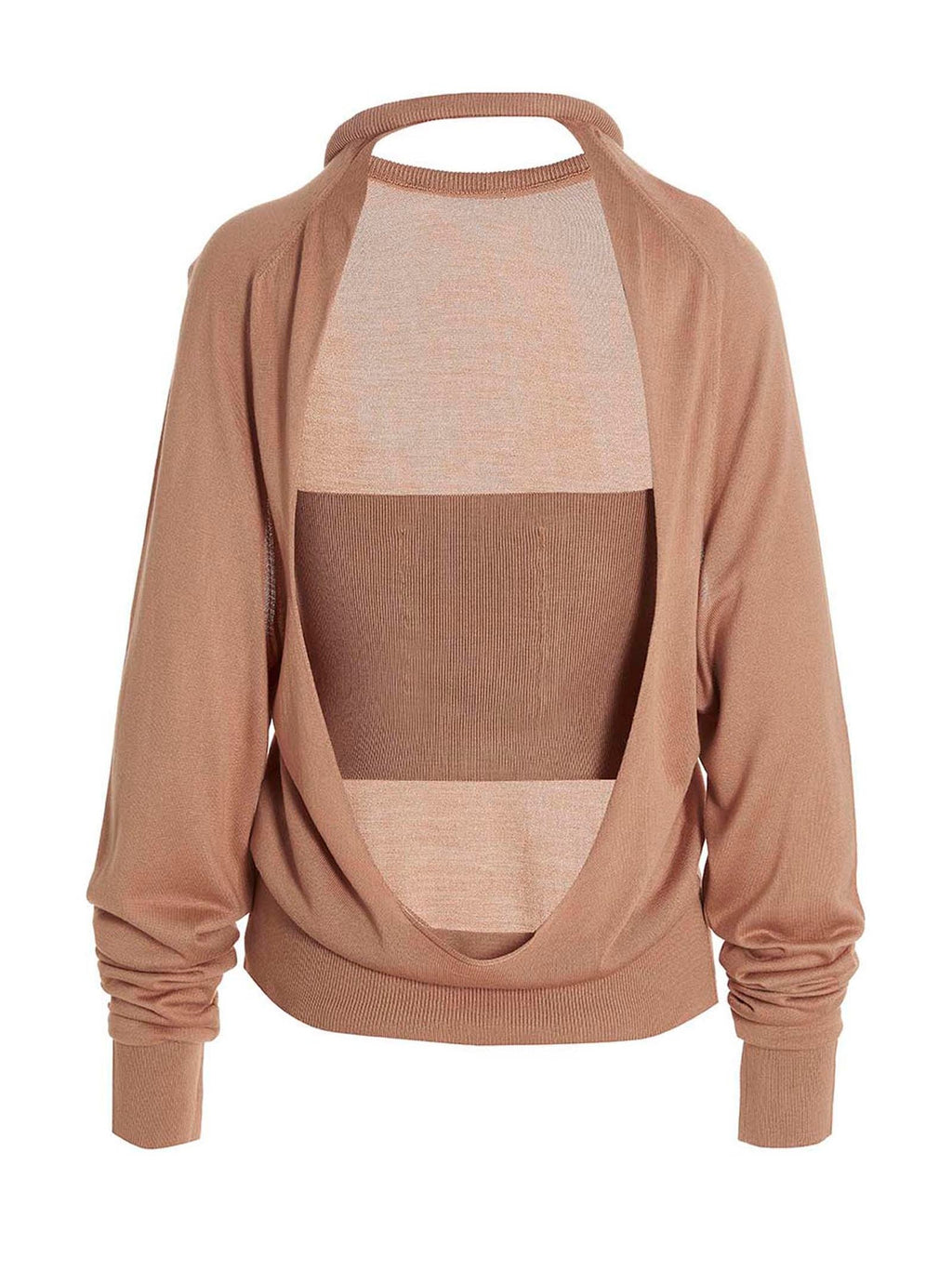 Ramael Silk Cut-Out Sweater — Beige