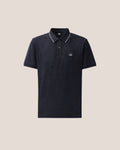 C.P. Company Stretch Piquet Striped Collar Polo Shirt in Navy