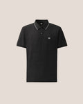 C.P. Company Stretch Piquet Striped Collar Polo Shirt in Black