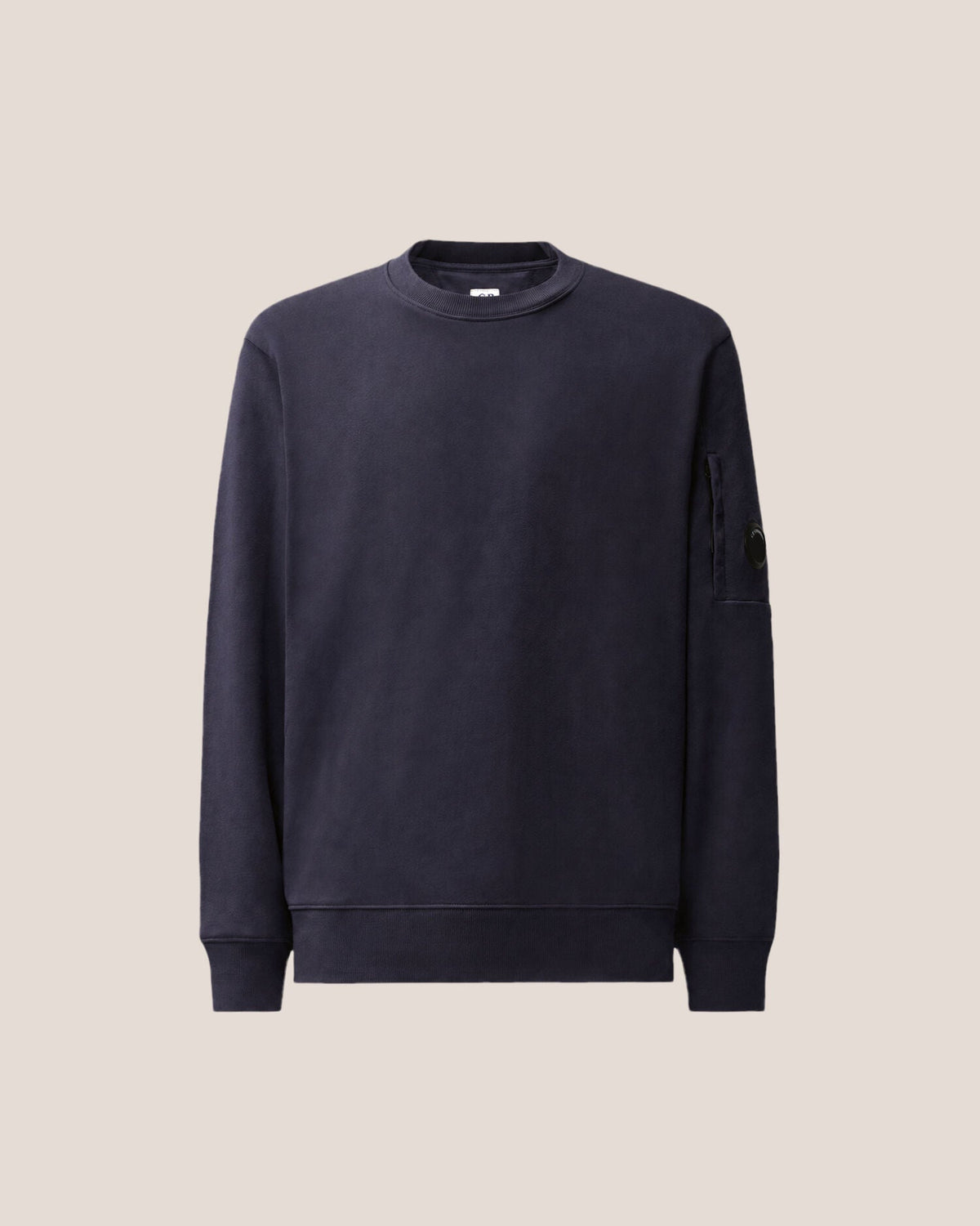 C.P. Company Diagonal Raised Fleece Crewneck Lens Sweatshirt in Navy