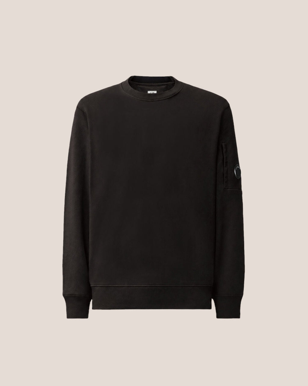 C.P. Company Diagonal Raised Fleece Crewneck Lens Sweatshirt in Black