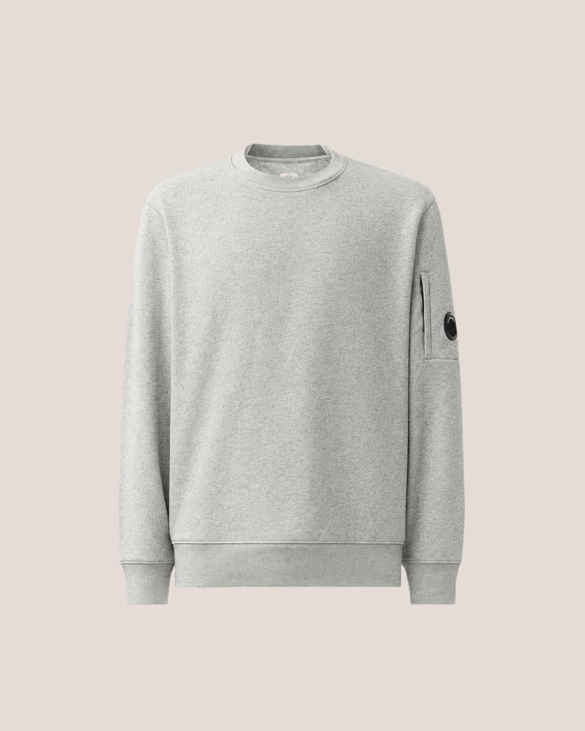 C.P. Company Diagonal Raised Fleece Crewneck Lens Sweatshirt in Grey Melange