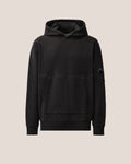 C.P. Company Diagonal Raised Fleece Lens Hoodie in Black