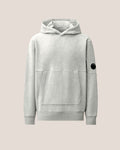 C.P. Company Diagonal Raised Fleece Lens Hoodie in Grey Melange