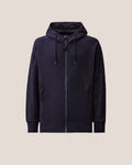 C.P. Company Diagonal Raised Fleece Goggle Hoodie in Navy