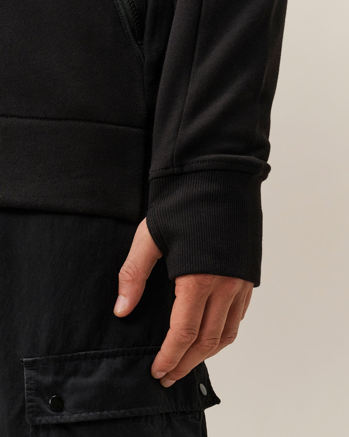 C.P. Company Diagonal Raised Fleece Goggle Hoodie in Black