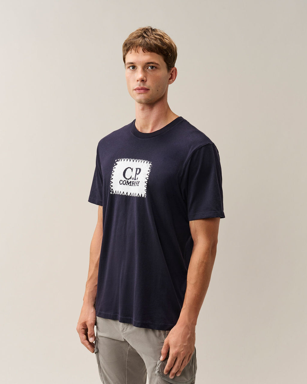 C.P. Company Stitch Block Logo T-Shirt in Navy