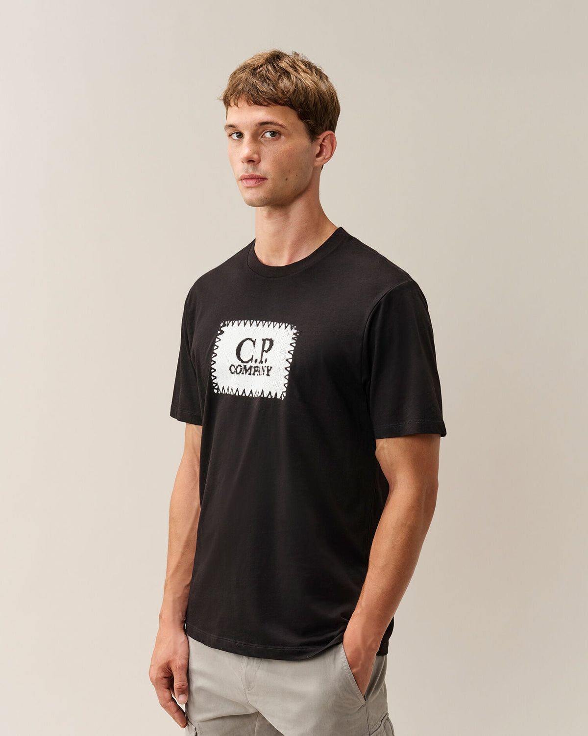 C.P. Company Stitch Block Logo T-Shirt in Black