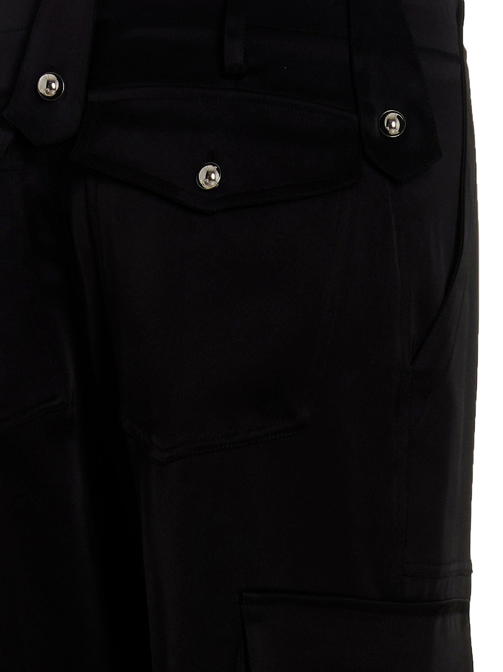 David Koma Satin Cargo Pants — Black
