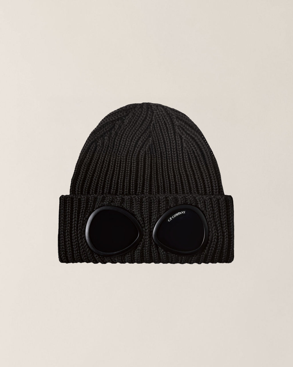 C.P. Company Extra Fine Merino Wool Goggle Beanie in Black