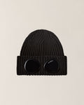 C.P. Company Extra Fine Merino Wool Goggle Beanie in Black