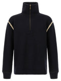 Maison Margiela Wool Turtleneck with Denim Patches Sweater — Navy