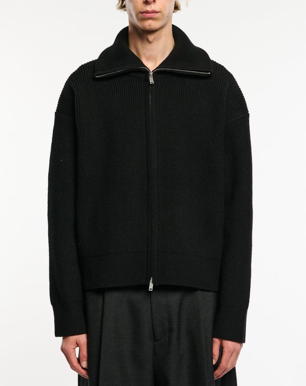 Studio Nicholson Ribbed Knit Cardigan — Black