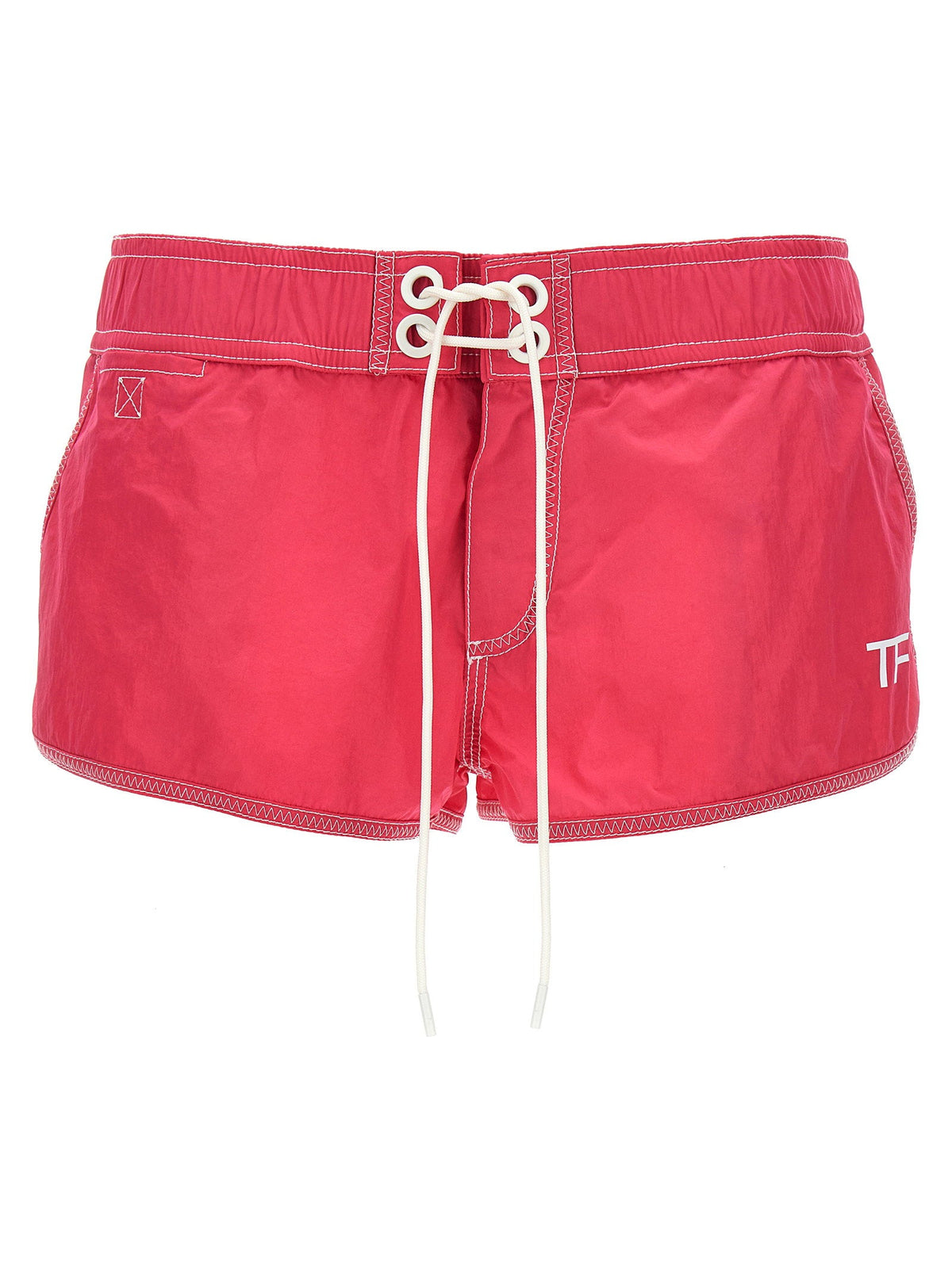Tom Ford Logo Nylon Shorts — Red