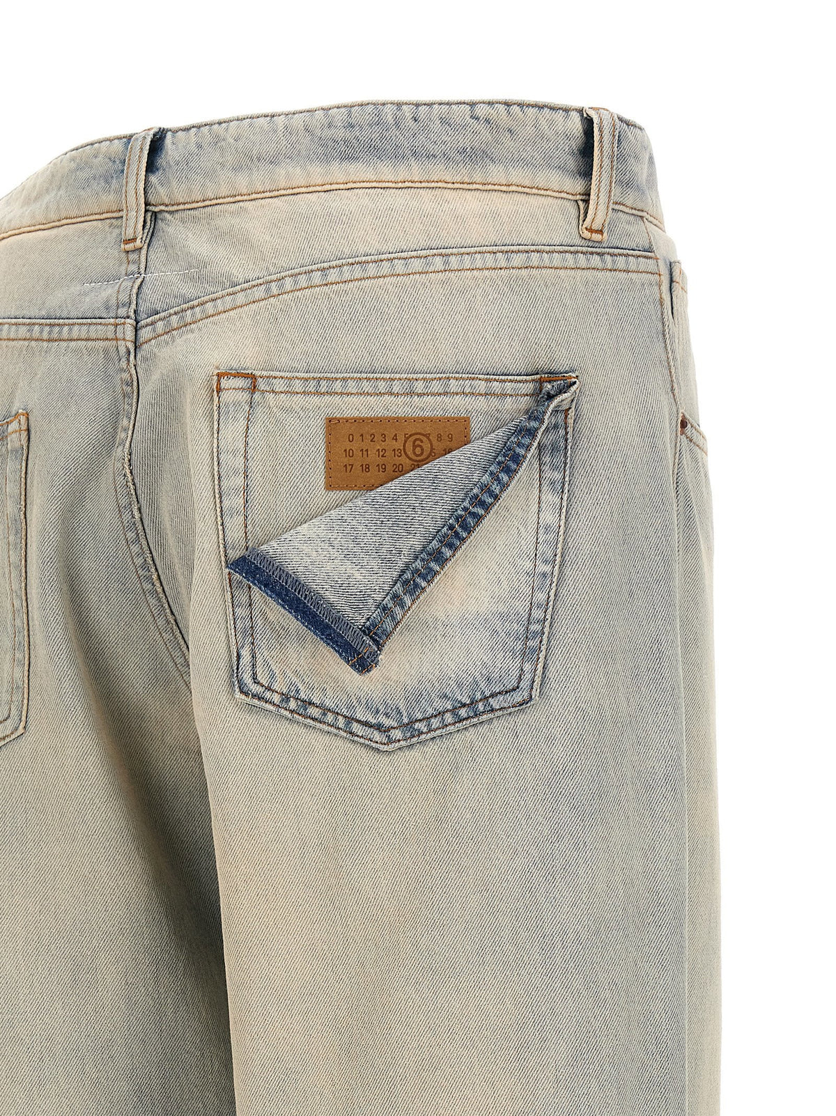 Mm6 Maison Margiela Numeric Signature Deconstructed Jeans — Blue