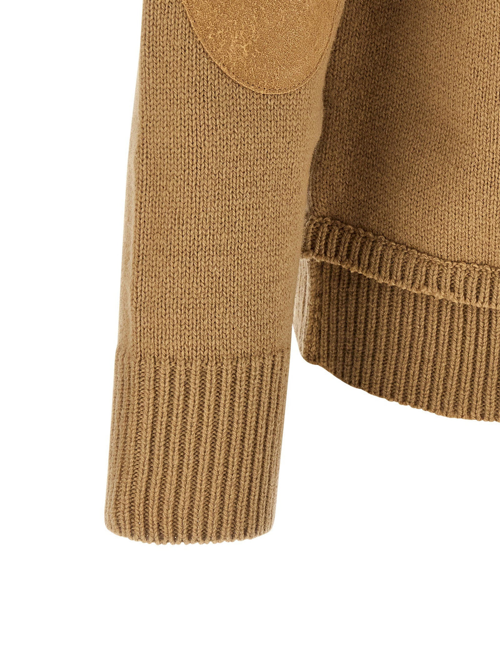 Maison Margiela Wool Knit with Suede Patches Sweater — Beige